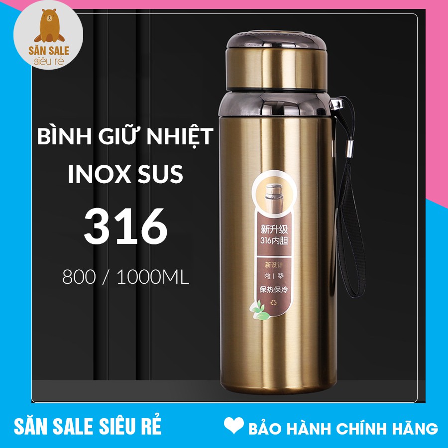 BÌNH GIỮ NHIỆT 4 LỚP LÕI INOX SUS 316 GIỮ NHIỆT LIÊN TỤC 24 TIẾNG - Có rây lọc, phong cách thể thao, an toàn