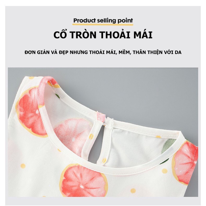 Váy đầm ngắn tay mùa hè thời trang Zenika cho bé gái từ 1-5 tuổi, đầm công chúa vải cotton 100% có họa tiết