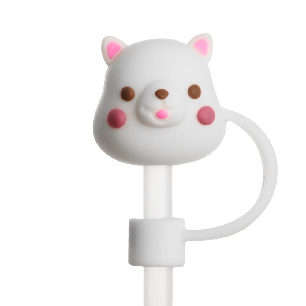 HECCEH Nắp Đậy Ống Hút Chống Bụi Có Thể Tái Sử Dụng Hình Hoạt Hình Đáng Yêu