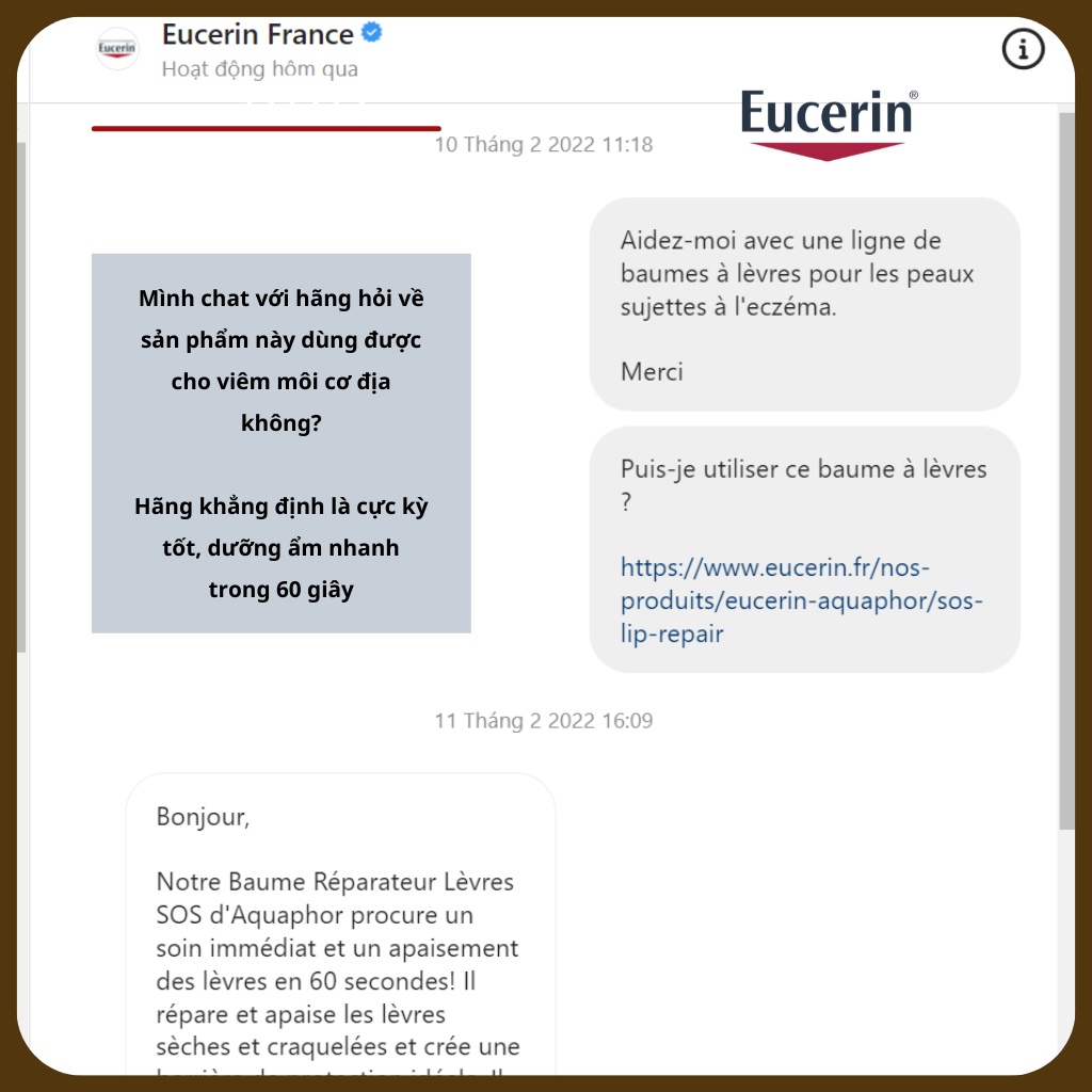 Son Dưỡng Aquaphor Eucerin Lip Care Siêu Mềm Môi Dành Cho Môi Chàm Nẻ