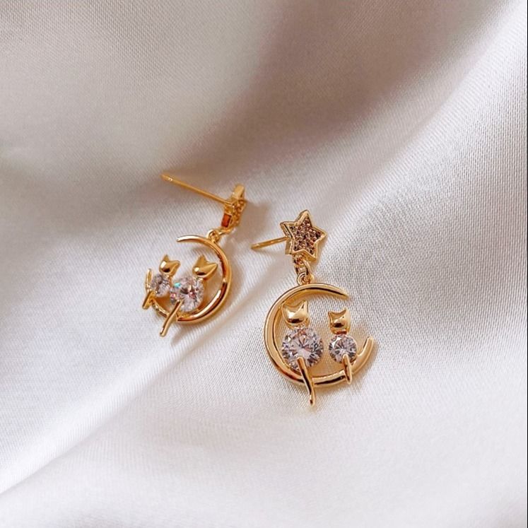 Korean-StyleINS2020New Trendy Cat Earrings Korean Graceful Online Influencer Earrings925Silver Pin Eardrops High-Grade Earrings for Women