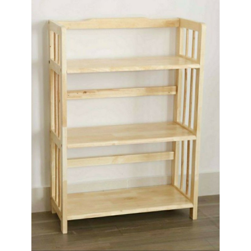 Kệ Gỗ Giá Sách Đa Năng 80cm 3 Tầng Bằng Gỗ Cao Su Tự Nhiên