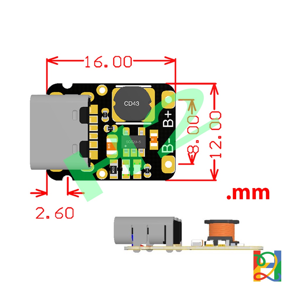 Mạch sạc pin Lithium - Li-ion - 18650 5V 1A tích hợp xả cổng Type-C có bảo vệ pin siêu nhỏ