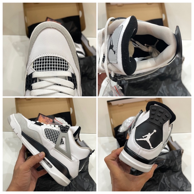 Giày Air Jordan 4 Military Black White ( JD4 Trắng đen ) Bản đẹp - Fullbox kèm dây phụ