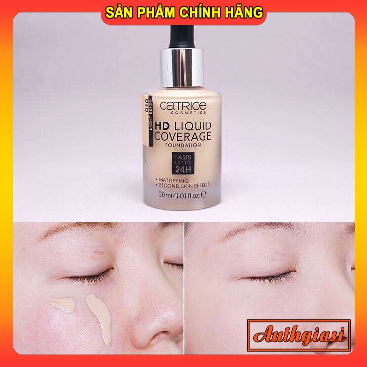 Kem nền kiềm dầu Catrice HD 24h Liquid Coverage Foundation che phủ tốt