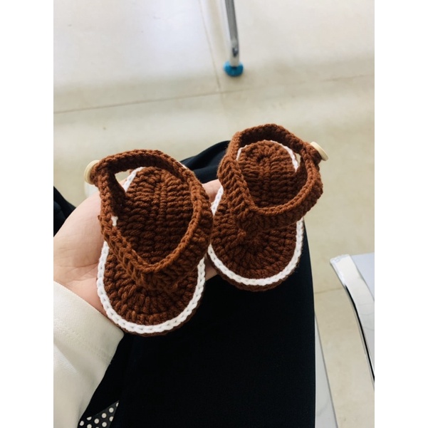 Dép lào bằng len cho bé sơ sinh đến 18 tháng tuổi handmade