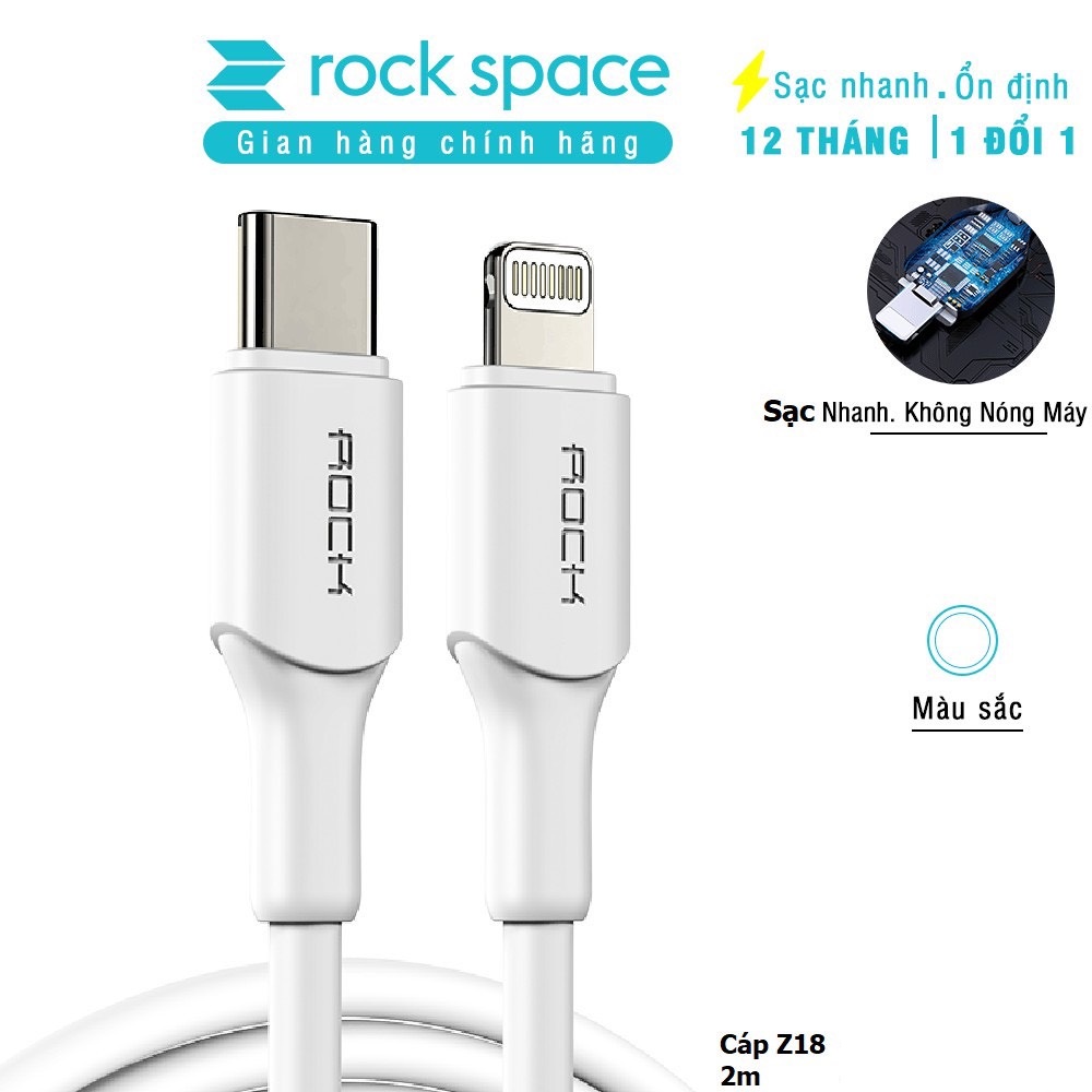 Dây cáp sạc nhanh PD 20W cho IP chính hãng Rockspace Z18 C to bảo hành 1 năm 1 đổi 1