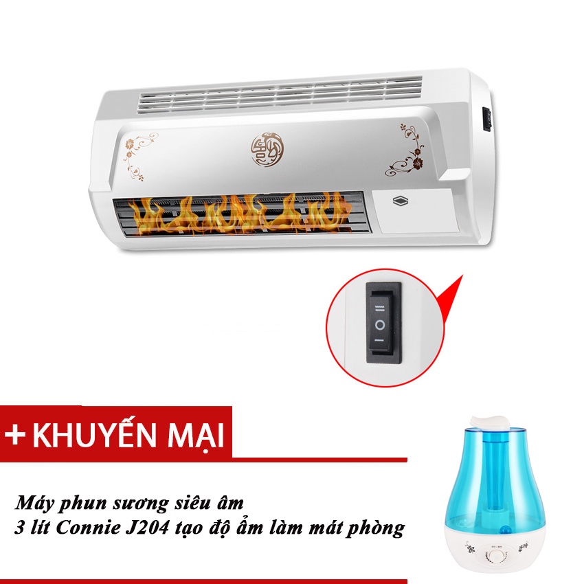 (TẶNG MÁY PHUN SƯƠNG 3L CONIE)Máy sưởi nhà tắm phòng ngủ YANGZI-4502 để bàn hoặc treo tường điều khiển trực tiếp