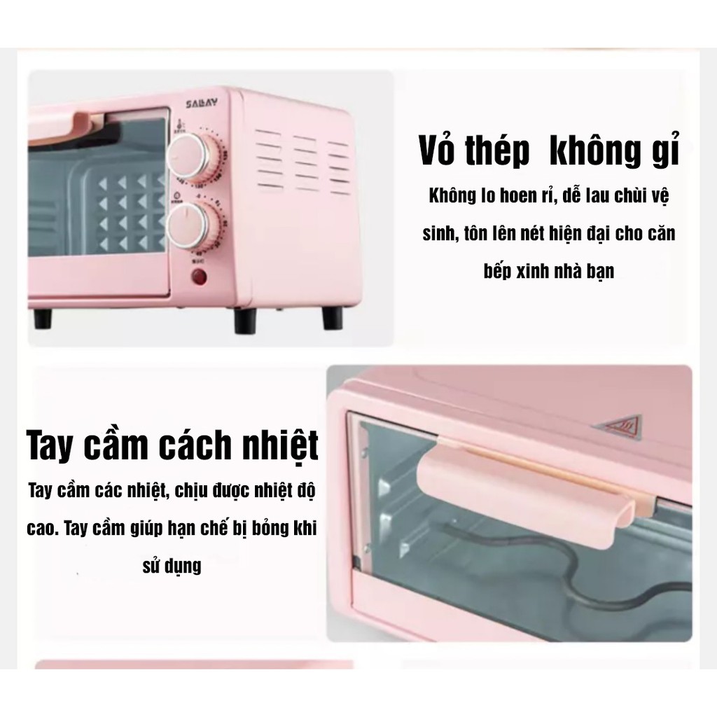 Lò Nướng Điện Mini Đa Năng Lò Nướng Bánh Dung Tích 12 Lít