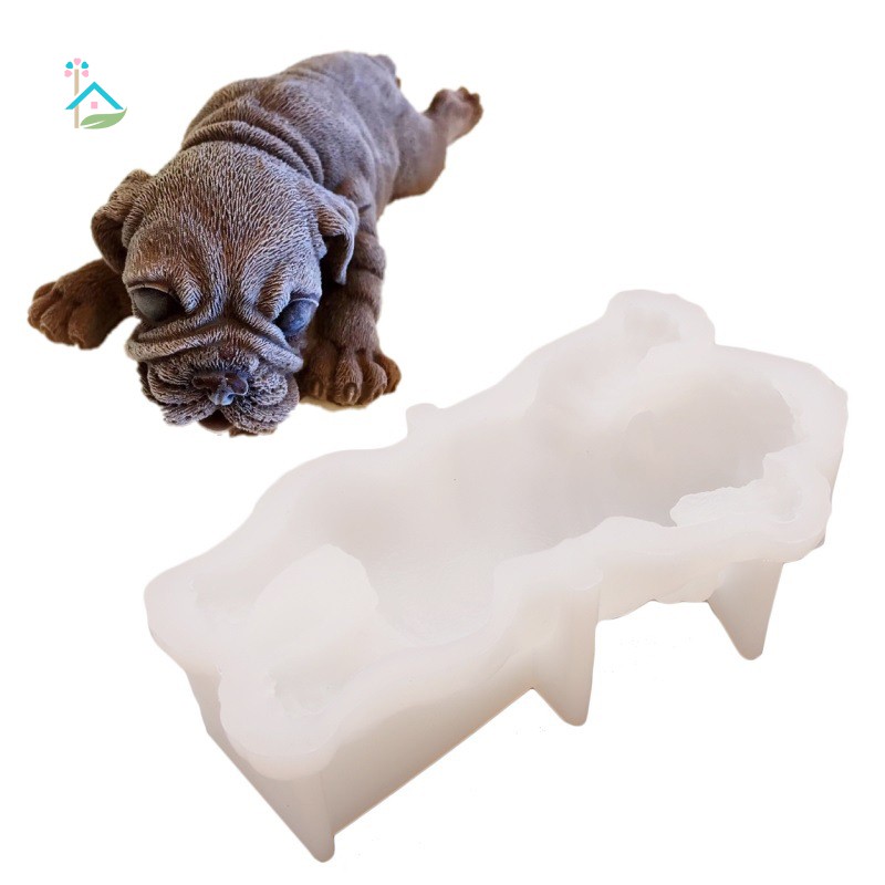 Khuôn làm bánh/ kem/ pudding bằng silicone hình con chó Shar Pei 3D đáng yêu