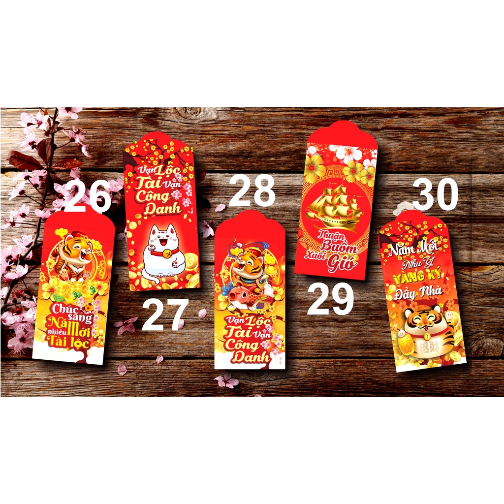 Combo 500 Lì xì 2022 Hot trend - BÁN THEO SET - MỖI SET 10 MẪU - MỖI MẪU 50c - Tặng Túi