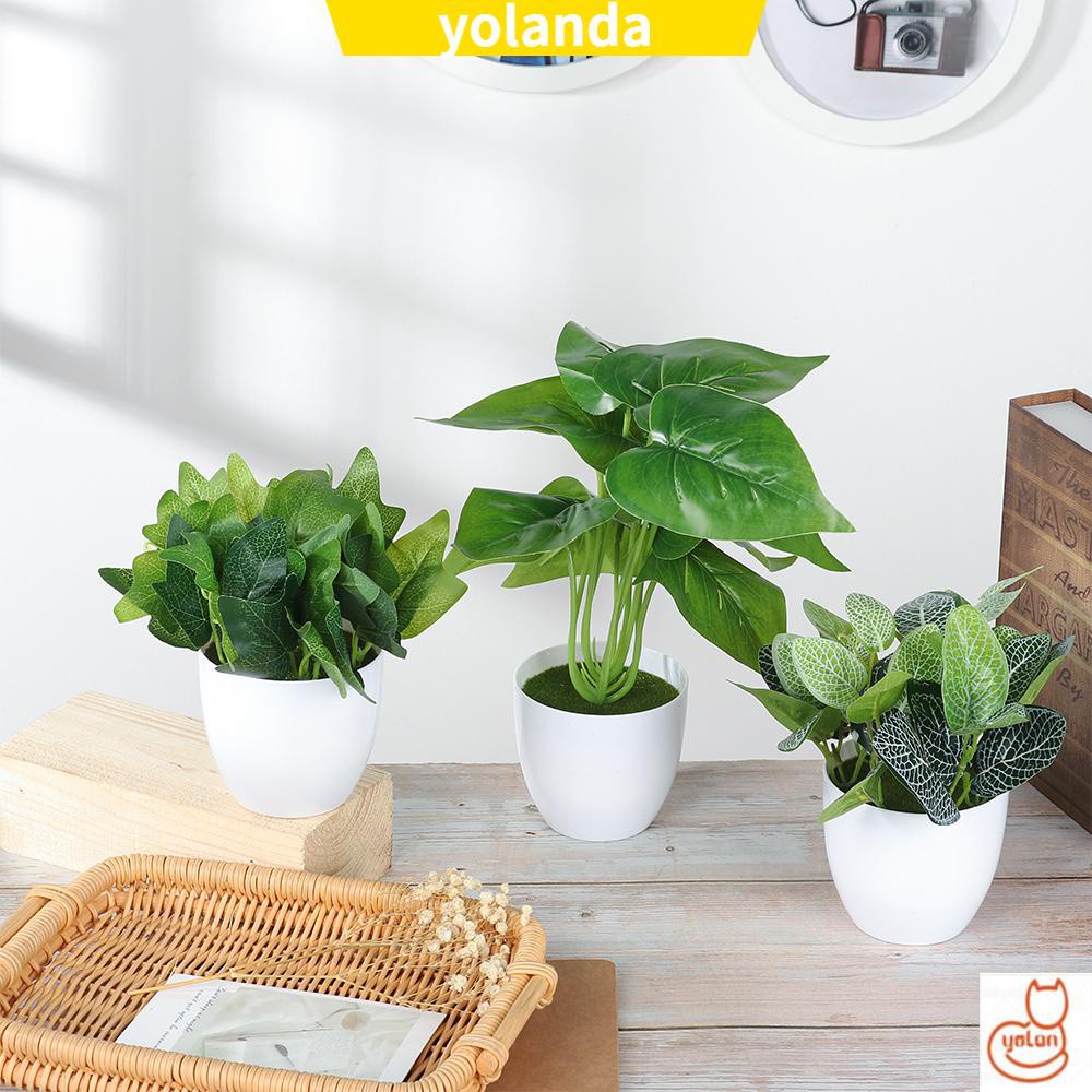 Chậu Hoa Giả Để Bàn Trang Trí Nhà Cửa/ Văn Phòng/ Ban Công