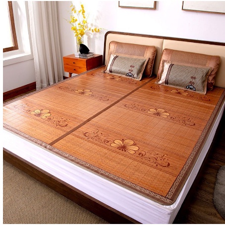 Chiếu trúc tăm vân gỗ in hoa mát lạnh mùa hè màu gỗ - Họa Tiết Ngẫu Nhiên