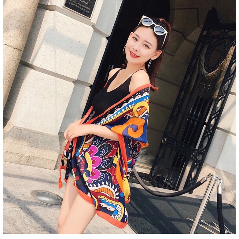 [Hàng Loại 1] Khăn Choàng Đi Biển Chống Nắng Hoạ Tiết Voi Vàng Chụp Ảnh Siêu Đẹp