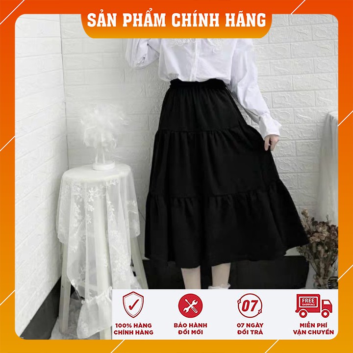 Chân Váy Voan Tầng 2 Lớp Ulzzang Màu Đen - Trắng - Chân Váy Maxi Voan Freesize Hot Hit | BigBuy360 - bigbuy360.vn