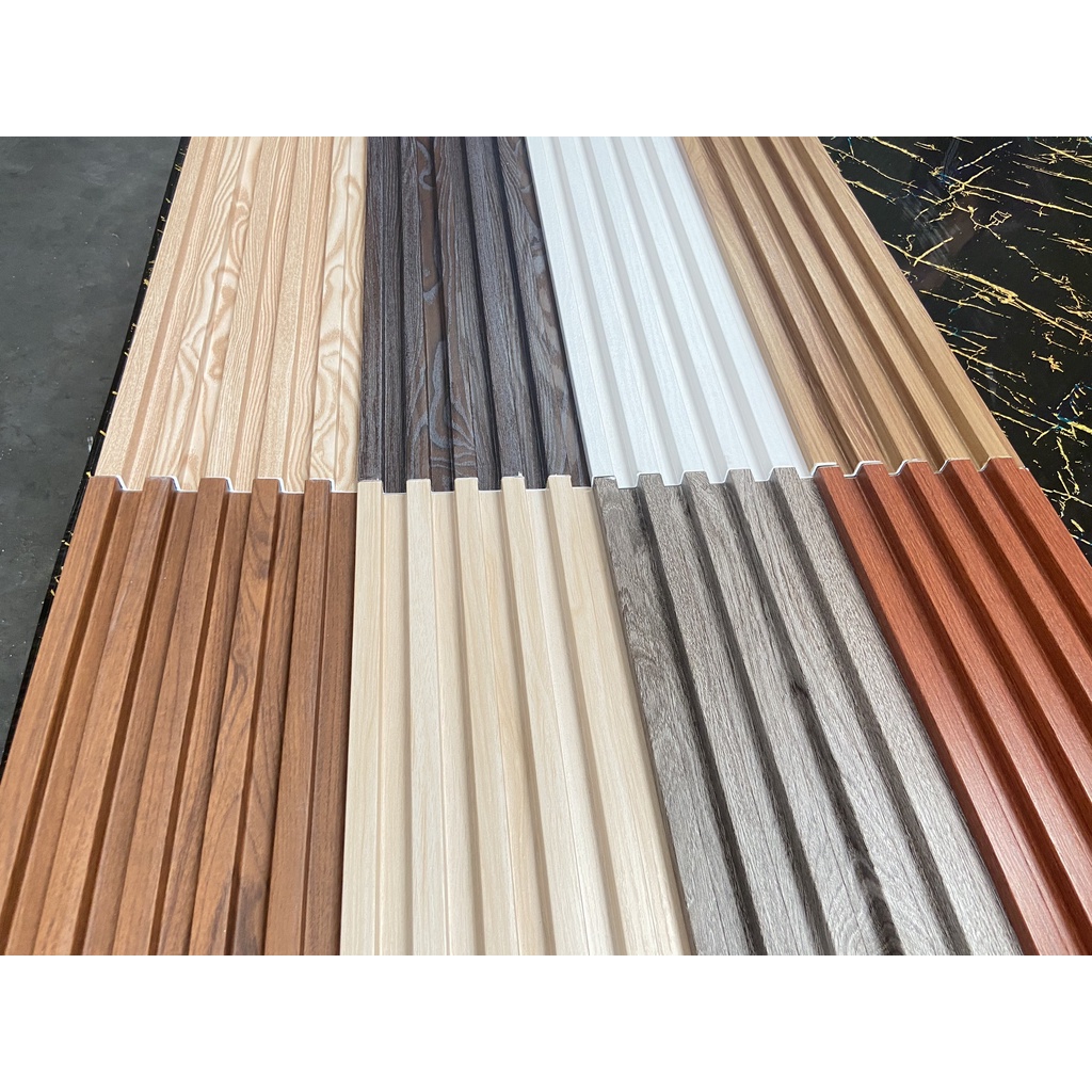 (HÀNG SẴN KHO) Lam 5 sóng nhựa giả gỗ ốp tường, trần,decor
