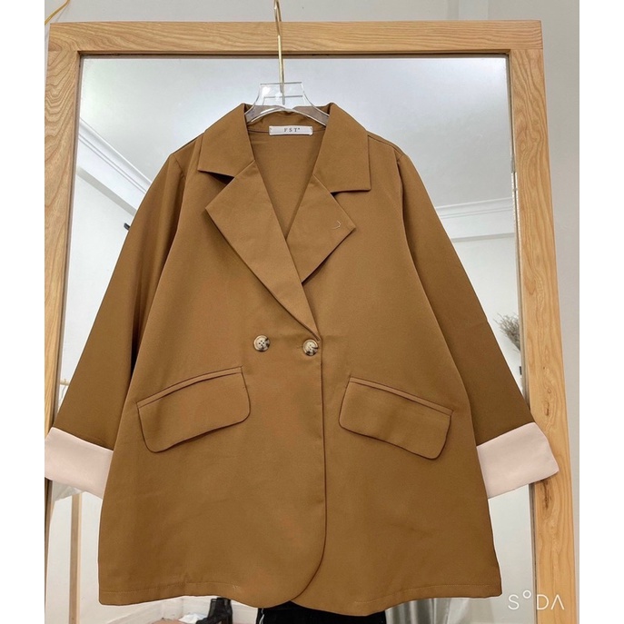 Áo Blazer 1 cúc túi vuông - Áo vest nữ hàng 1 lớp fom rộng ( Kèm ảnh thật shop chụp )