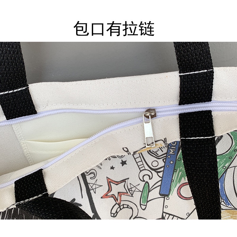 Túi Đeo Vai Vải Canvas In Hoạt Hình Dễ Thương Cho Nữ