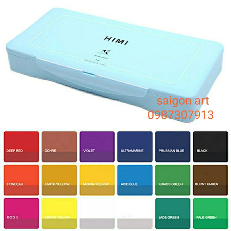 SET 18 MÀU VẼ GOUCHE HIMI+10 TỜ GIẤY HAPPY A5(250G)