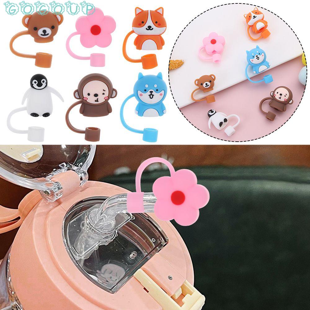 1 Nắp Đậy Ống Hút Bằng Silicon Chống Bụi Họa Tiết Hoạt Hình Dễ Thương