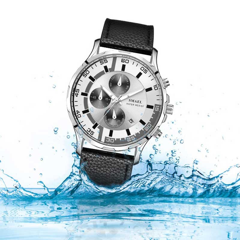 Đồng Hồ Quartz SMAEL 9601 Sang Trọng Với Dây Đeo Da