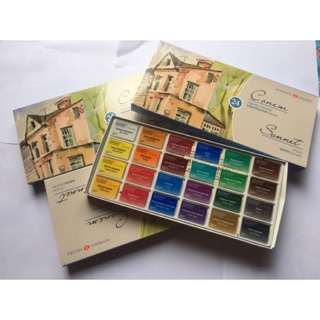 Màu nước Sonnet 24 màu dạng nén,hộp gỗ không