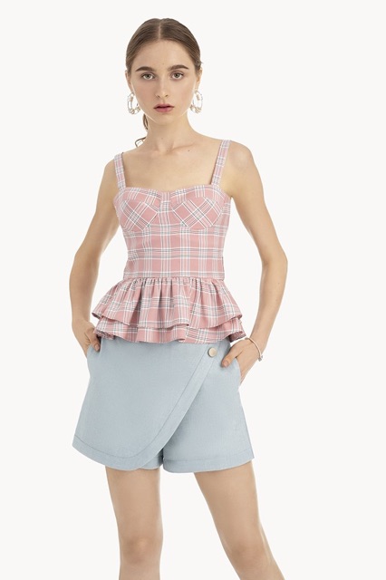 Áo 2 dây croptop bèo 2 tầng