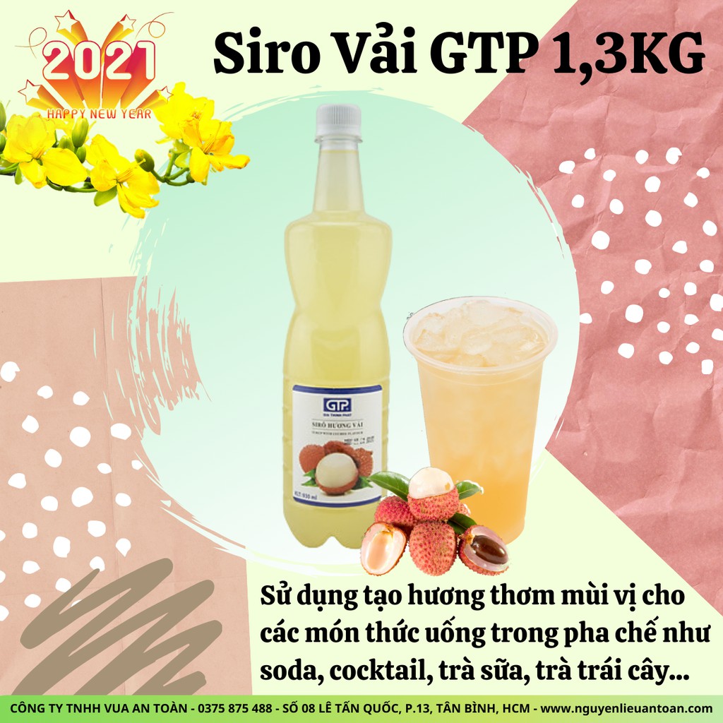 Siro Vải GTP 1.3kg Hương Vị Đậm Đà, Vị Ngọt Tự Nhiên