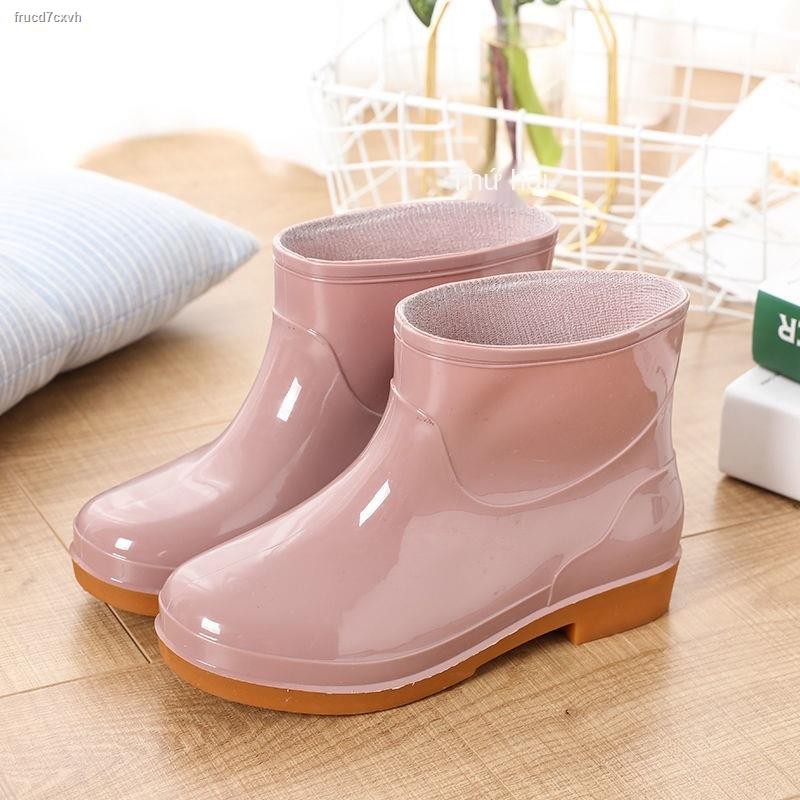 【2021】Giày đi mưa không thấm nước cao su overshoes thời trang ủng phụ nữ người lớn nhà bếp rửa xe công việc trơn trượt ố