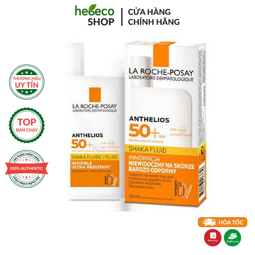 Kem chống nắng dạng sữa lỏng nhẹ không nhờn rít La Roche-Posay Anthelios Shaka Fluid SPF 50+ 50ml - Pháp Chính Hãng