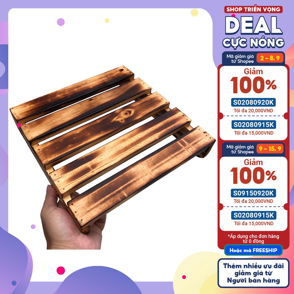 Kệ gỗ để đồ đa năng bằng gỗ tự nhiên dày dặn với thiết kế thoáng khí, kệ pallet gỗ thông làm chân đế để chậu cây