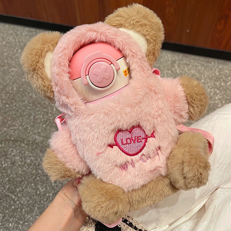 Bình nước giữ nhiệt +túi đựng bình hình Gấu Love Heart My Cup
