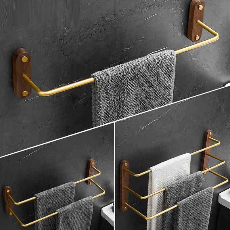 Giá Treo Khăn Tắm Bằng Gỗ Óc Chó Màu Đen Thiết Kế Đục Lỗ Đơn Giản Sáng Tạo Cho Nhà kệ khăn tắm