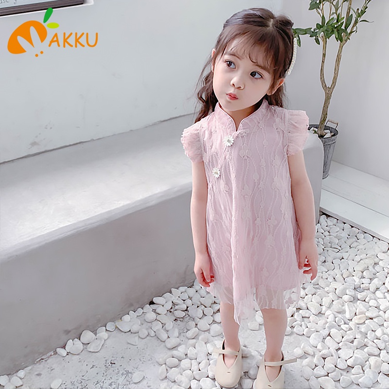 Đầm Sườn Xám Phối Ren Xinh Xắn Cho Bé Gái