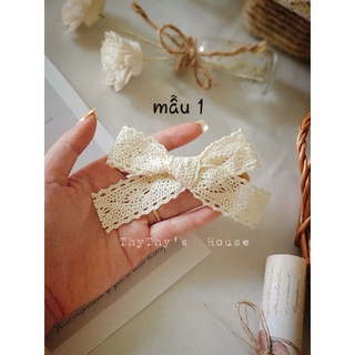 Cột/kẹp tóc nơ ren nhỏ vintage ThyThy' House