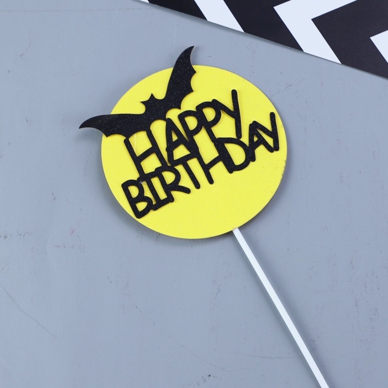Bộ Phụ Kiện Trang Trí Bánh Kem Sinh Nhật Họa Tiết Hoạt Hình Batman Happy Birthday Siêu Anh Hùng