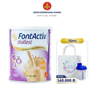 Combo Sữa bột dinh dưỡng cho người tiểu đường Fontactiv Diabest 800gr tặng kèm túi canvas và bình lắc sữa.