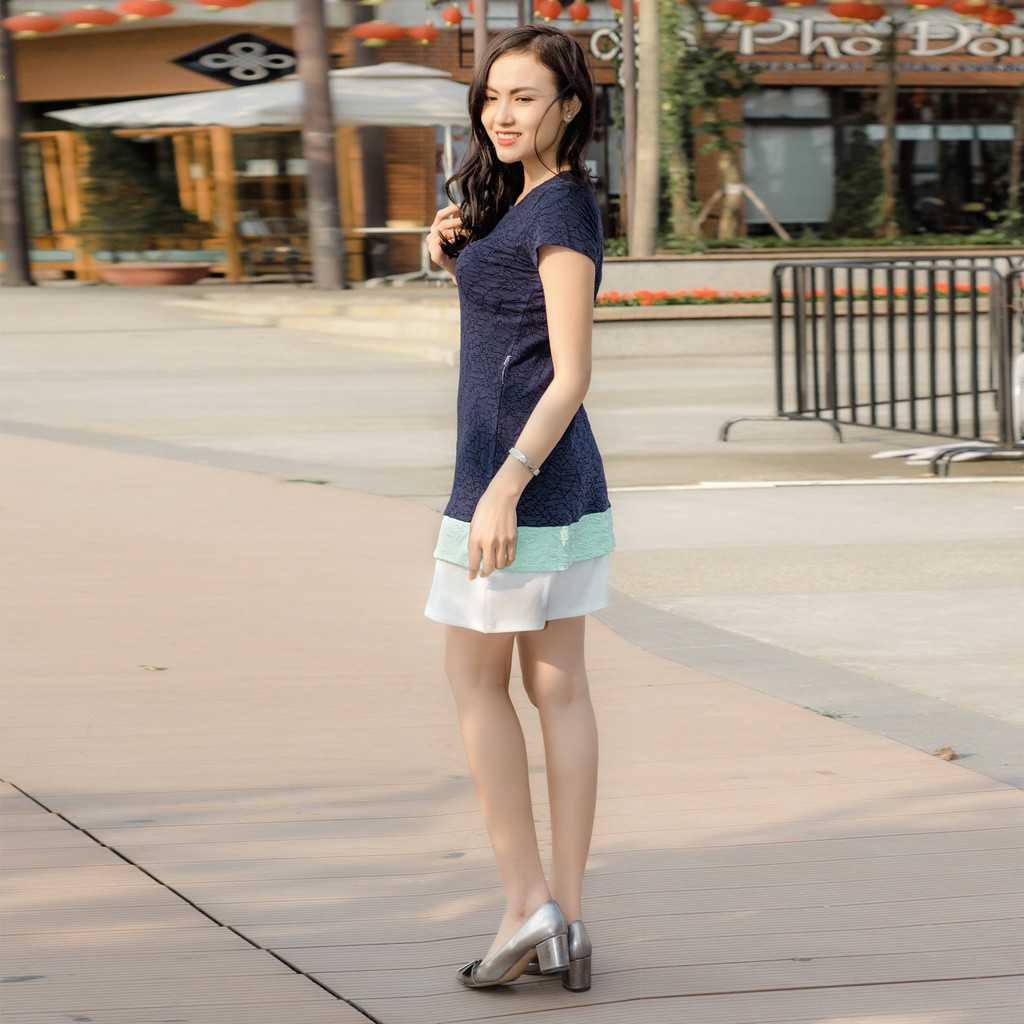 Váy nữ Narsis B7026 màu xanh chất Cotton 3D