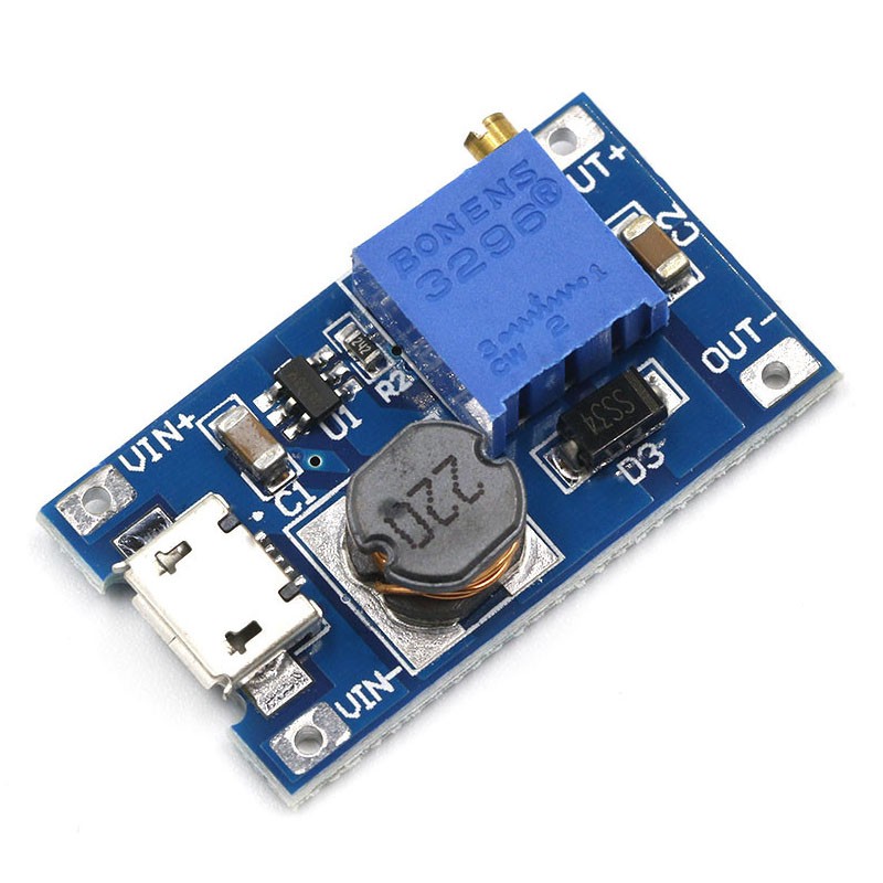 MT3608 DC-DC 2V-24V đến 5V 9V 12V 28V Mô-đun tăng cường có thể điều chỉnh 2A Tăng cường mô-đun Bước lên với MICRO USB