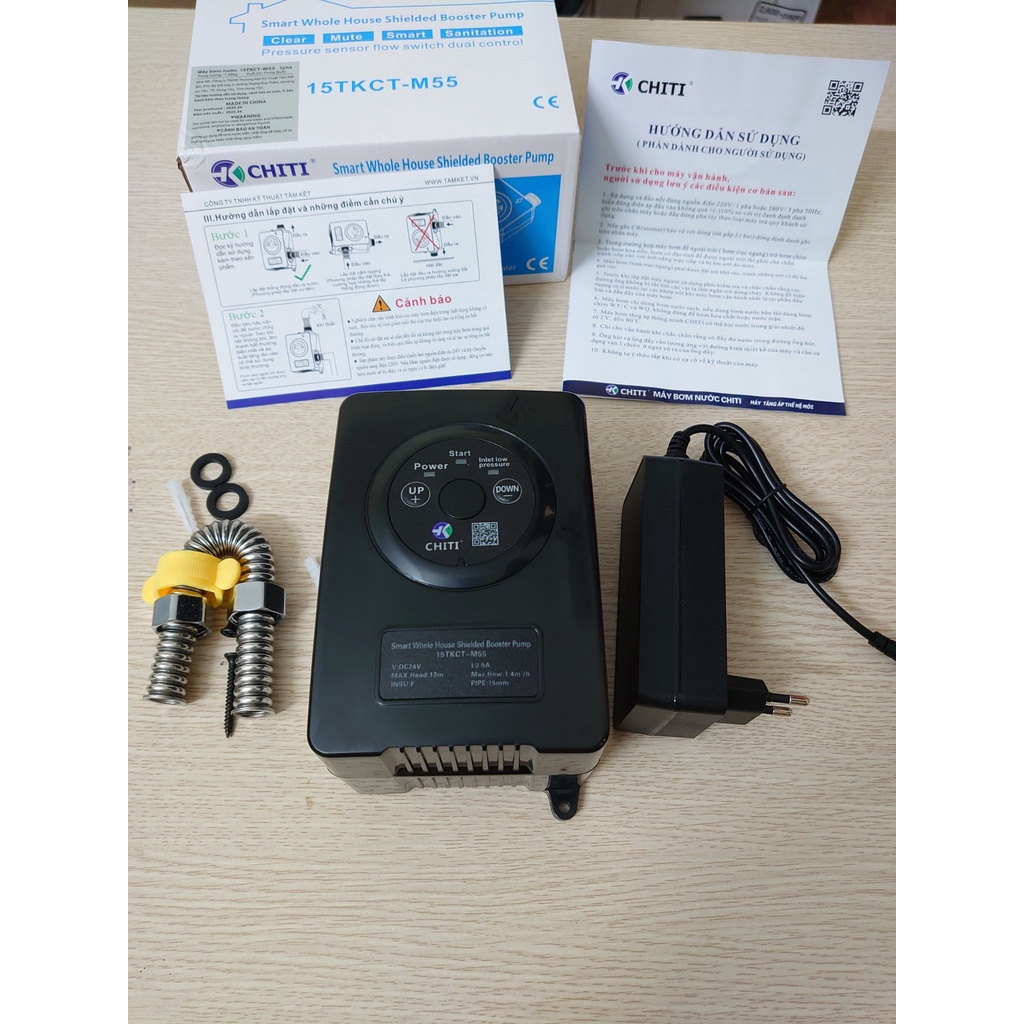 Bơm tăng áp vòi sen, máy giặt chống giật, chống ồn CHITI-M55