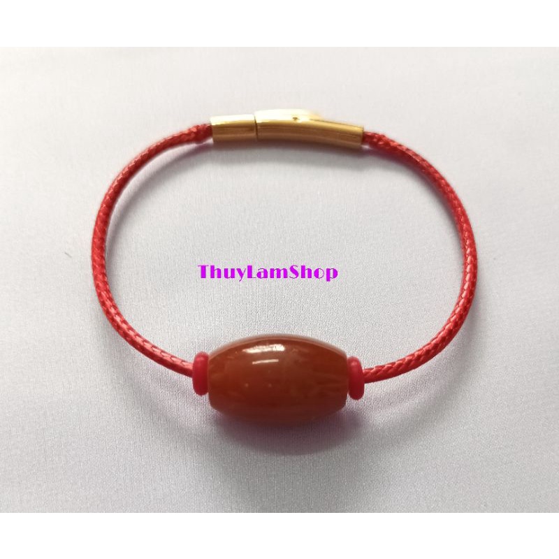 Vòng tay lu thống màu đỏ hanh thông tài lộc, đầu xuôi đuôi lọt khóa bấm cao cấp