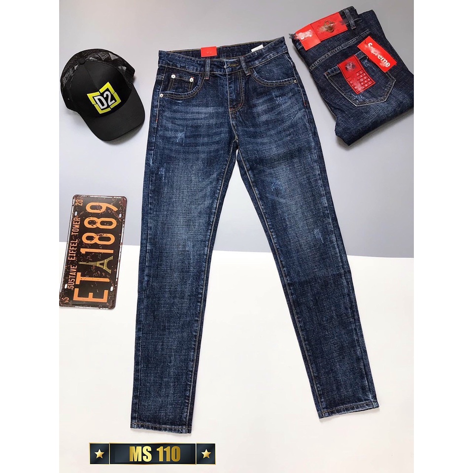 Quần jean nam co giãn 4 chiều, quần bò trơn dáng ôm chất vải cao cấp CAROLLSTORE MS110