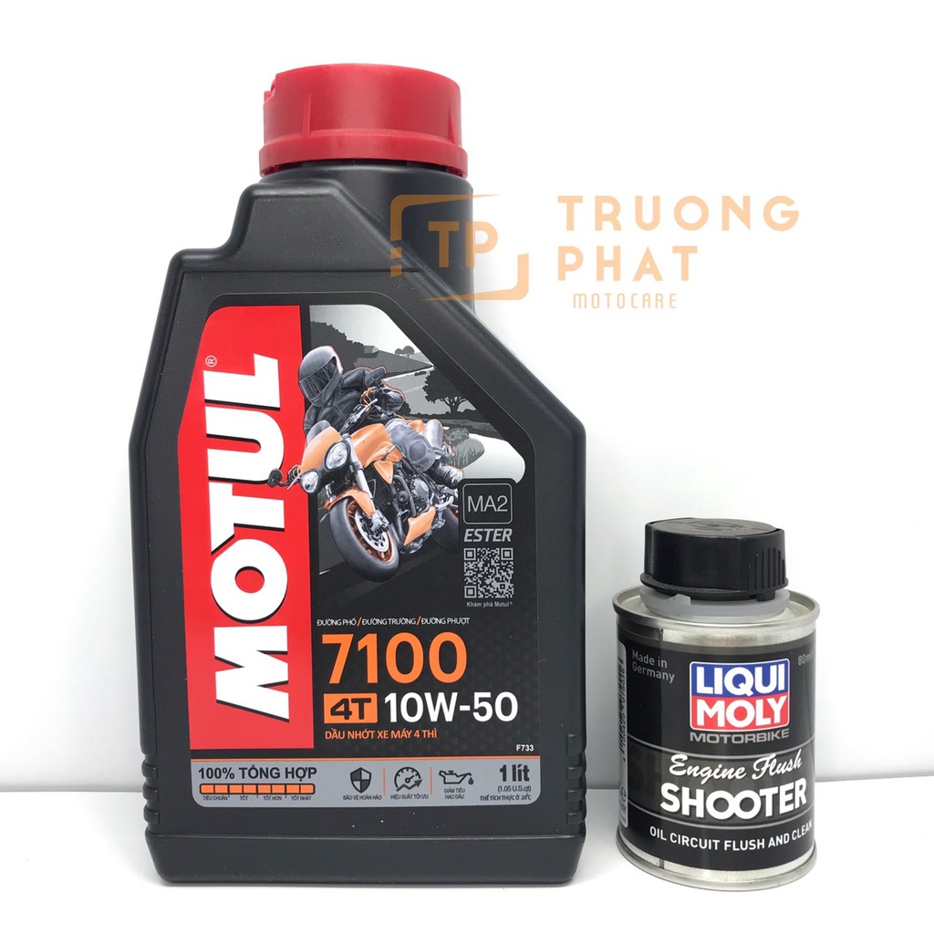 Nhớt motul 7100 và dung dịch súc động cơ liqui moly 80ml