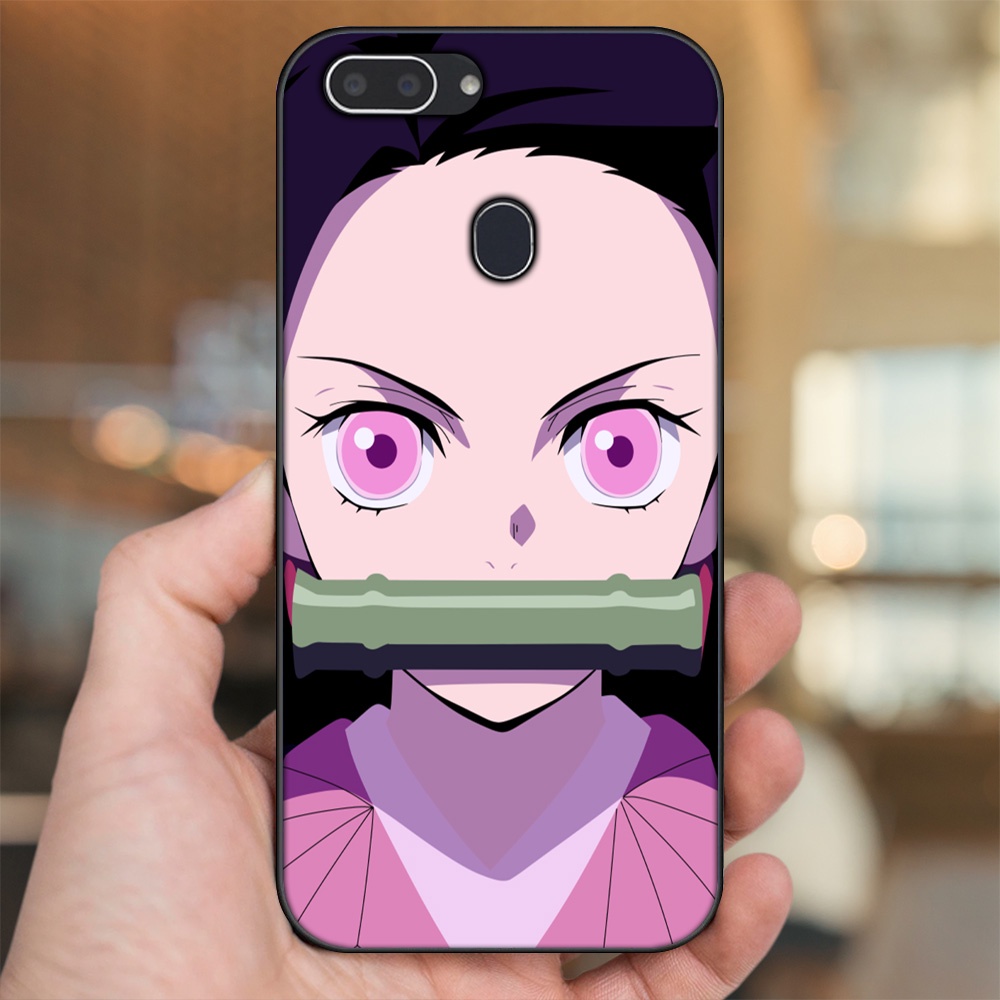 Ốp lưng Realme 2 viền đen in hình Nezuko Kimetsu no Yaiba
