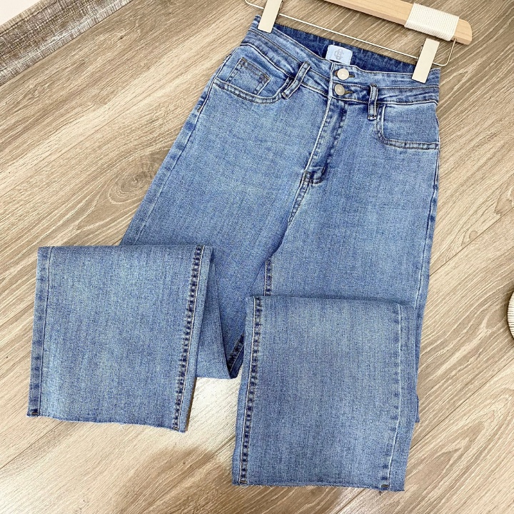 Quần Jeans Nữ Ống Suông Lưng Cao LA'COBA
