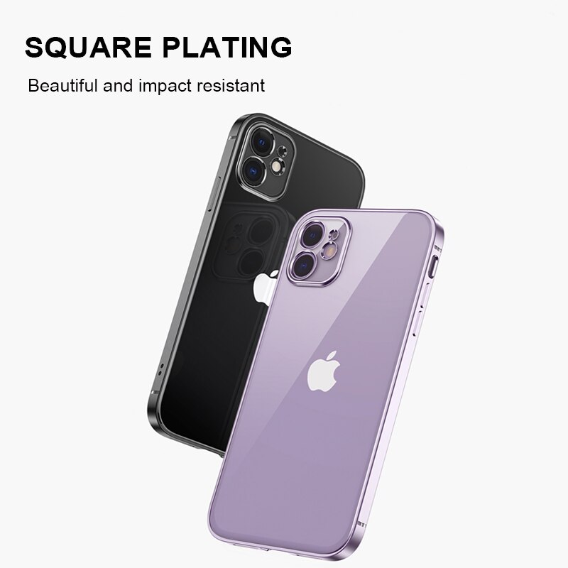 Ốp lưng TPU mềm trong suốt khổ vuông cạnh viền mạ màu cho iPhone 11 Pro Max SE 2020 X XR XS Max 6 6S 7 8 Plus | BigBuy360 - bigbuy360.vn