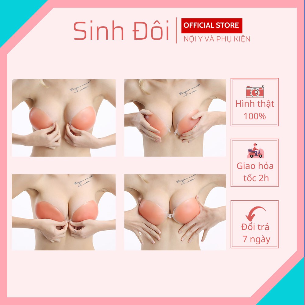 Áo ngực dán silicon nâng ngực màu nude cúp A, B, C siêu dính tiện dụng mặc váy hở lưng, hở vai