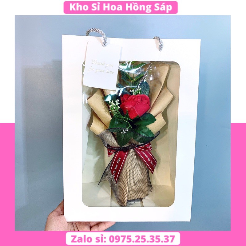 Hoa Sáp Set01 Hoa Hồng Sáp CB Bó 1B + Túi Siêu Sang