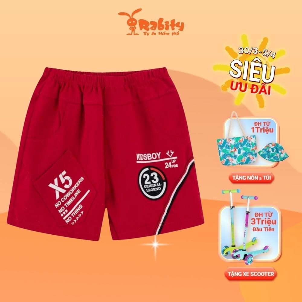 Quần sooc thun bé trai, bé gái Rabity short ngắn cotton co giãn thấm hút mồ hôi họa tiết trẻ em 61273