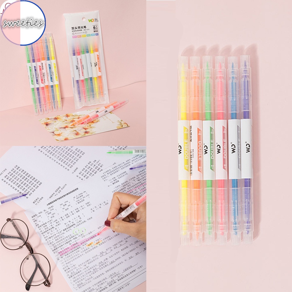 Set 6 bút đánh dấu hai đầu nhiều màu sắc tiện dụng cho bé